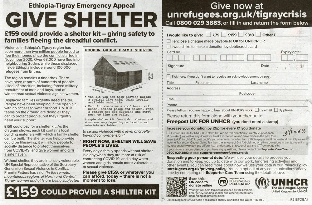 UNHCR advert, The Observer, 6 June 2021