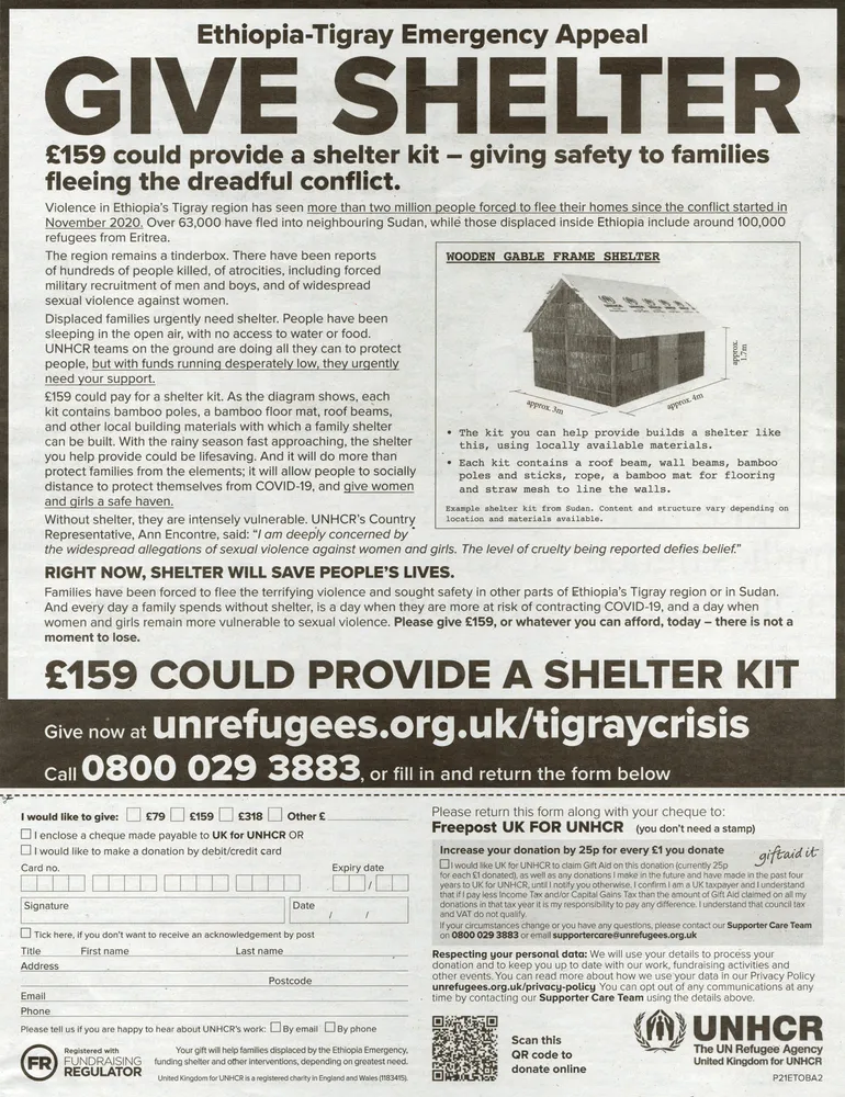UNHCR advert, The Observer, 13 June 2021