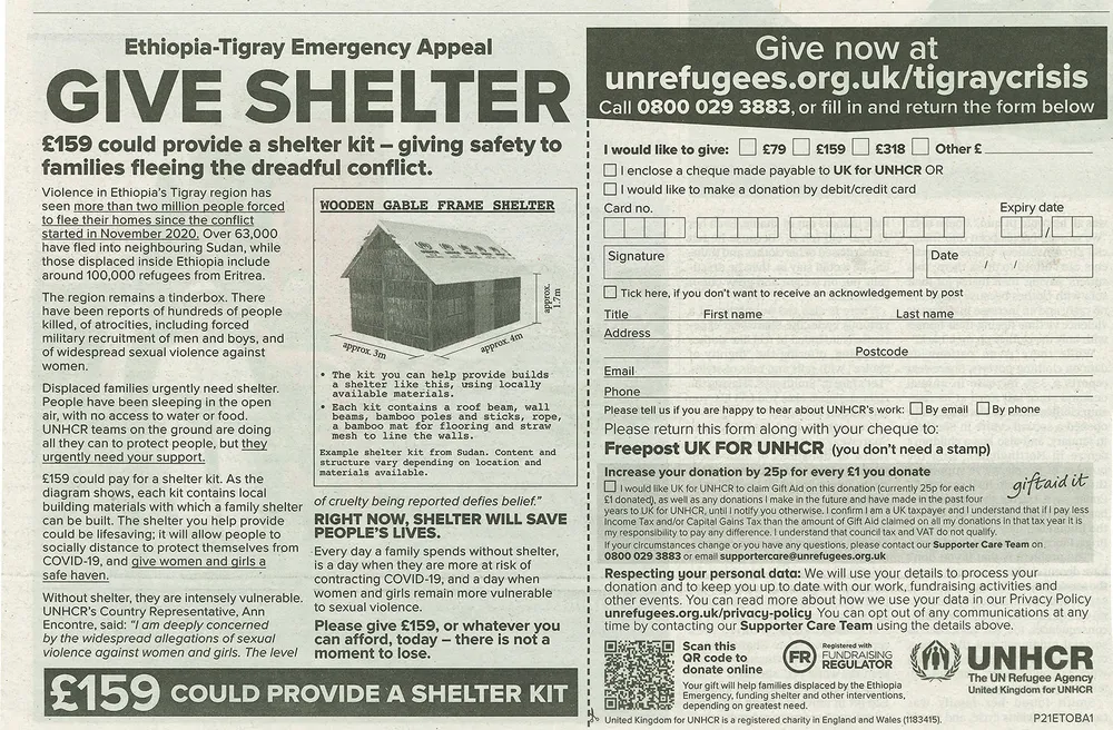 UNHCR advert, The Observer, 20 June 2021