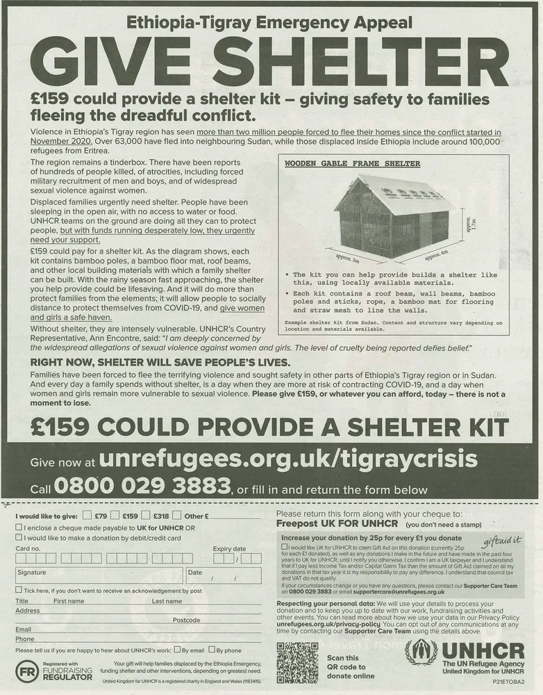 UNHCR advert, The Observer, 27 June 2021