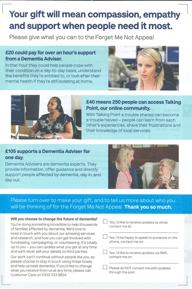 Alzheimers Society advert, Sunday Telegraph, 27 June 2021, page 1 of 4
