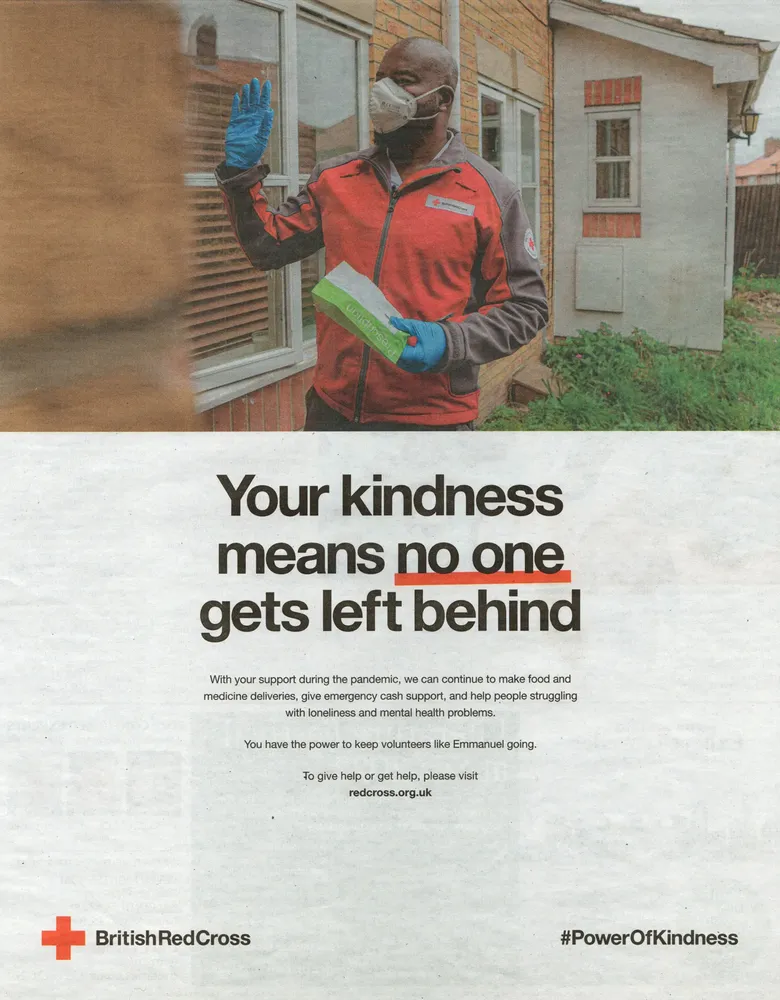 British Red Cross advert, The Sunday Times, 13 March 2021