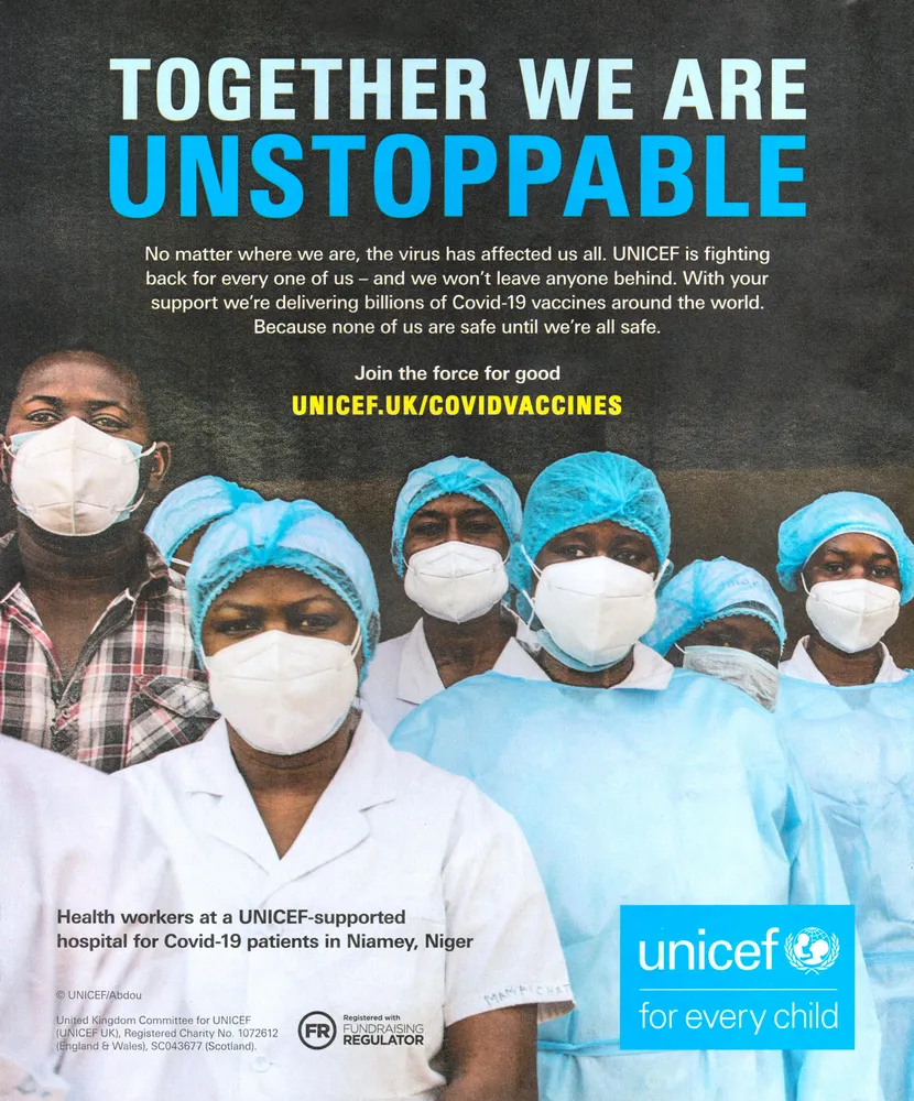 UNICEF advert, The Guardian, 20 March 2021