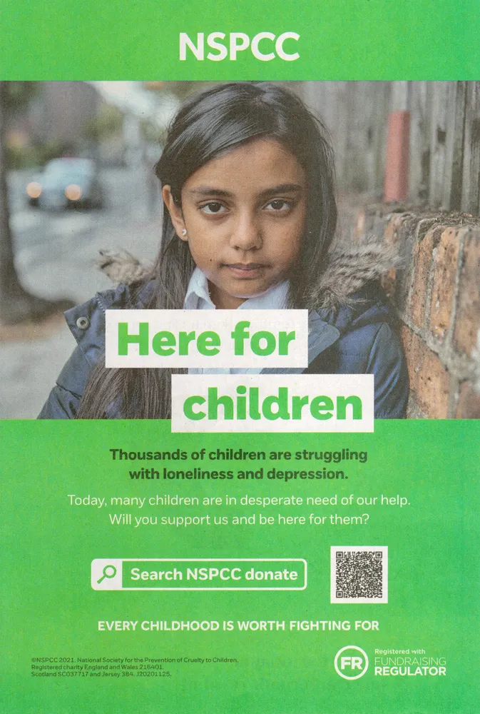 NSPCC advert, Sunday Telegraph, 21 March 2021