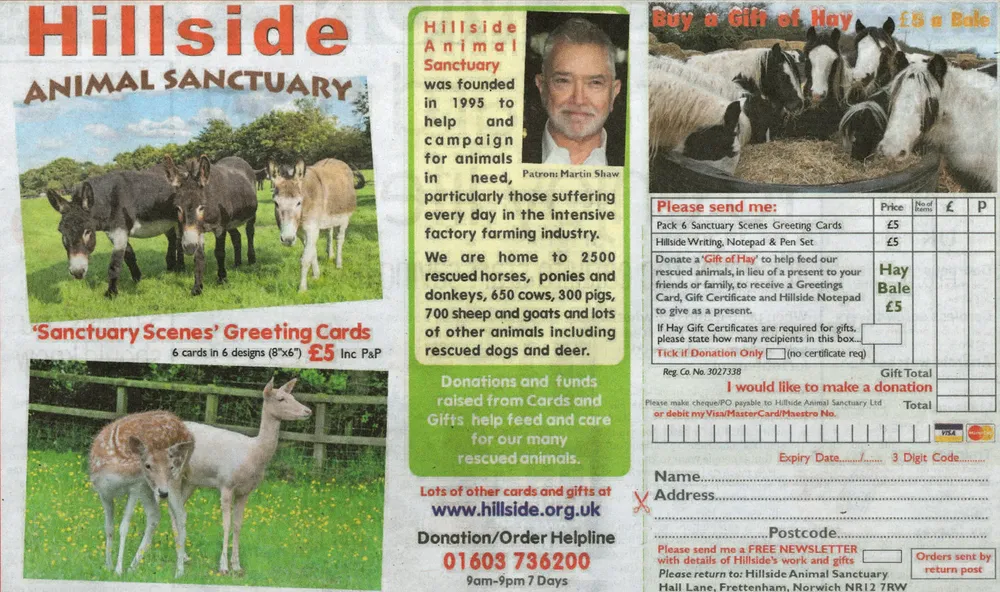 Hillside Animal Sanctuary advert, Mirror, 28 March 2021