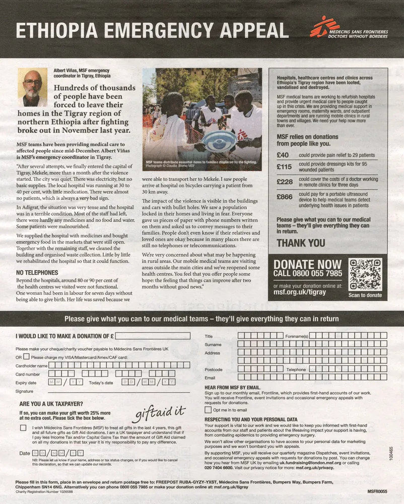 Doctors Without Borders advert, iWeekend, 10 April 2021