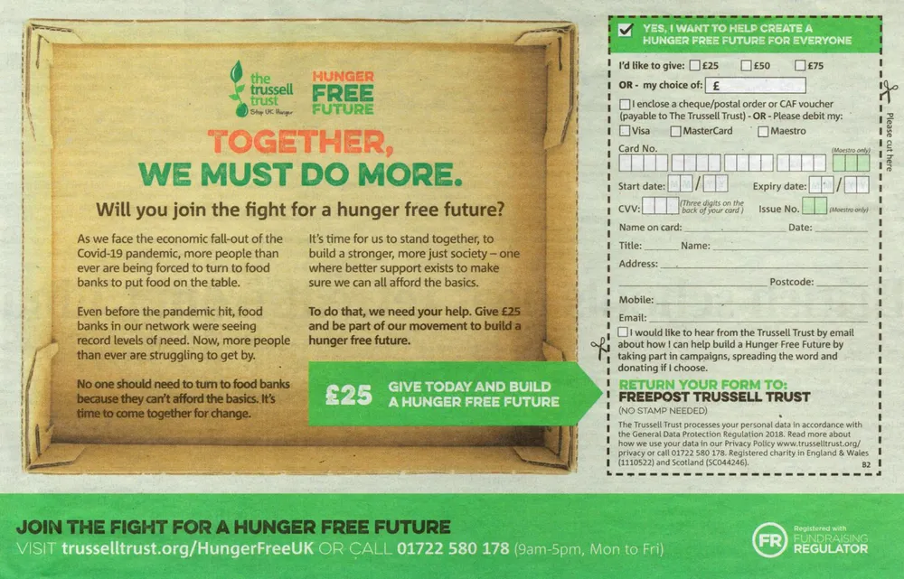 The Trussell Trust advert, The Times, 17 April 2021