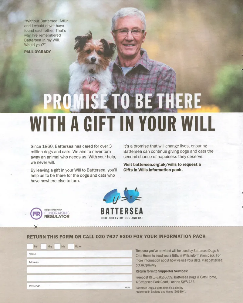 Battersea advert, The Sun, 24 April 2021