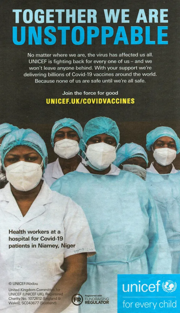UNICEF advert, The Times, 24 April 2021