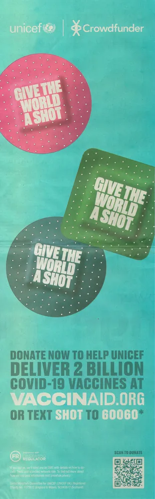 UNICEF advert, The Sunday Times, 25 April 2021