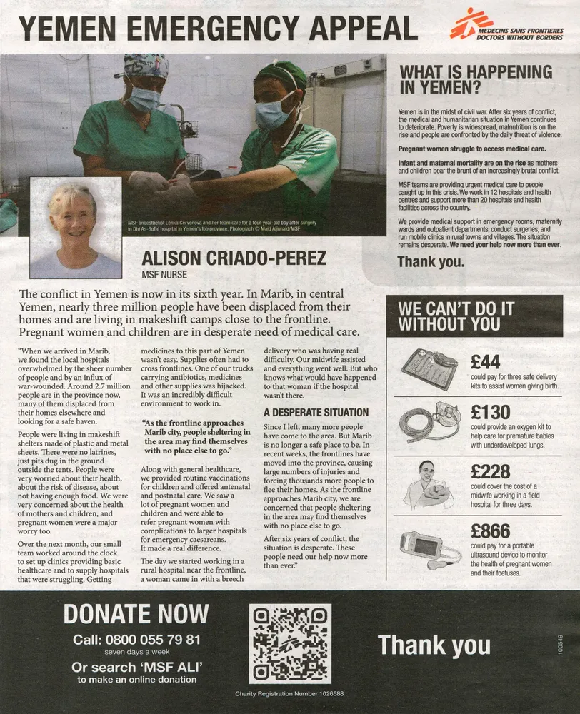 Doctors Without Borders advert, iWeekend, 8 May 2021