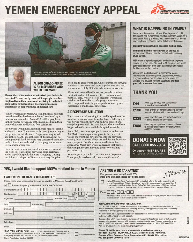 Doctors Without Borders advert, iWeekend, 15 May 2021