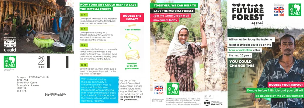 Tree Aid advert, The Observer, 13 June 2021, page 1 of 2
