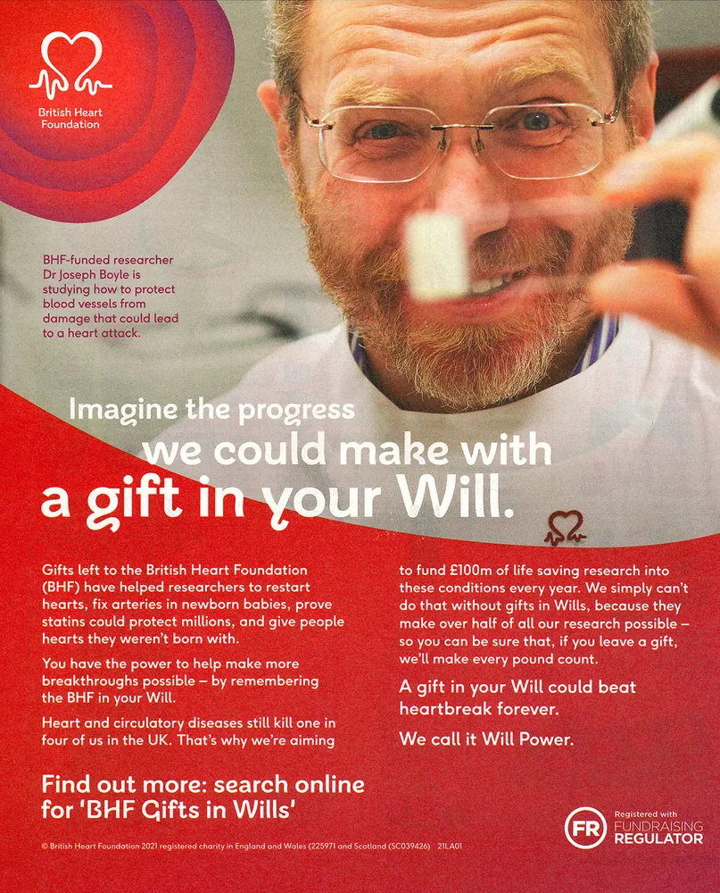 British Heart Foundation advert, Daily Express, 20 June 2021
