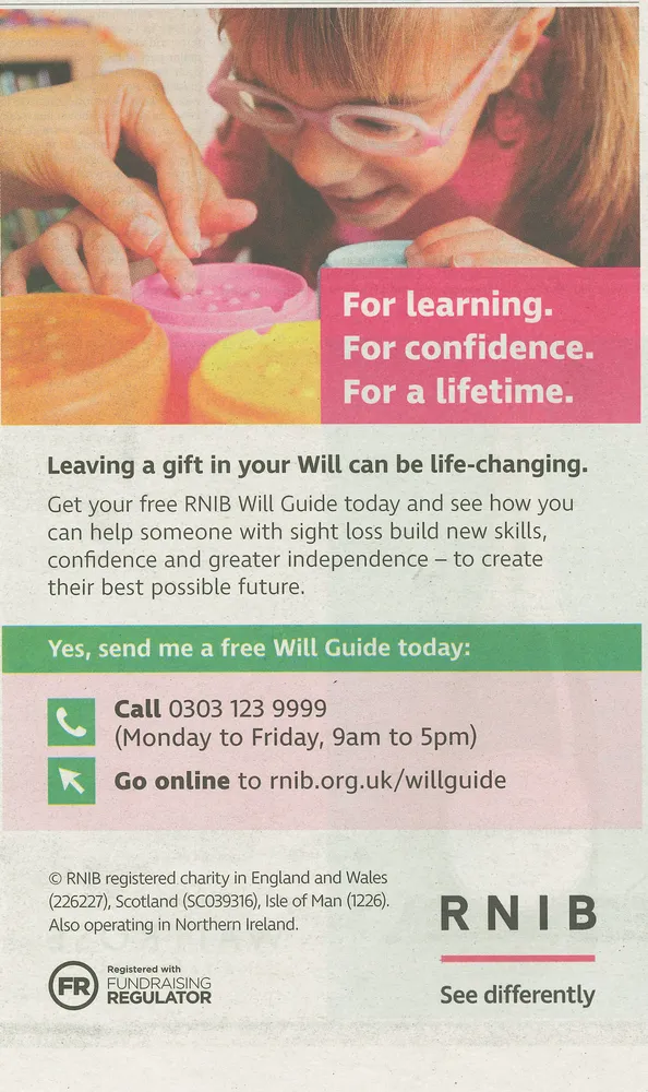 RNIB advert, The Observer, 27 June 2021