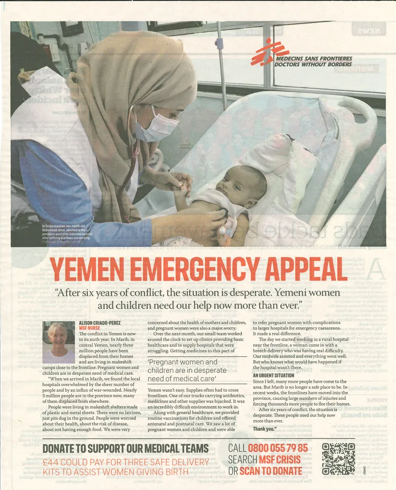 Doctors Without Borders advert, iWeekend, 3 July 2021