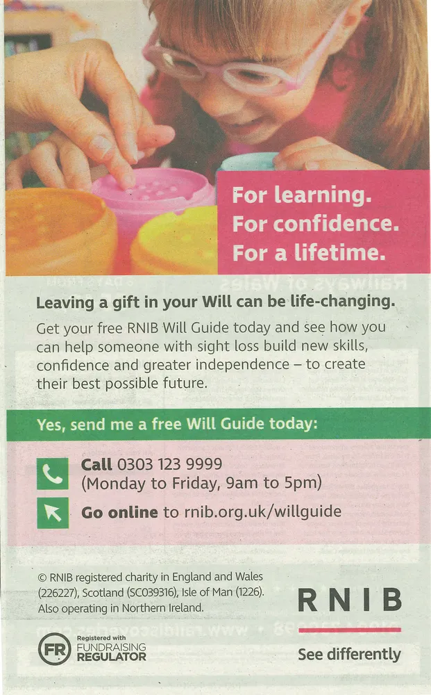 RNIB advert, Daily Star Sunday, 11 July 2021