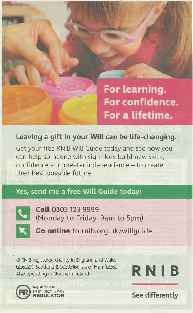 RNIB advert, The Observer, 11 July 2021