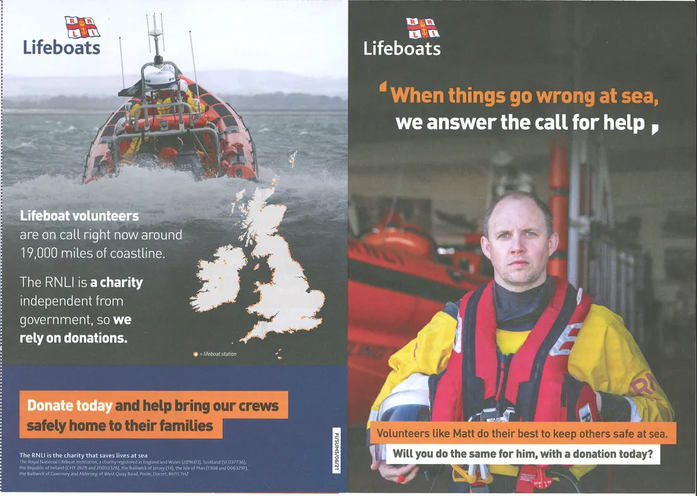 RNLI advert, Daily Telegraph, 17 July 2021, page 1 of 4
