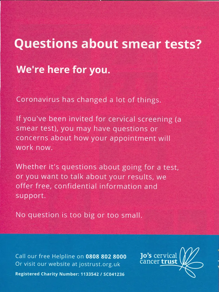Jo's Cervical Cancer Trust advert, Sun on Sunday, 18 July 2021