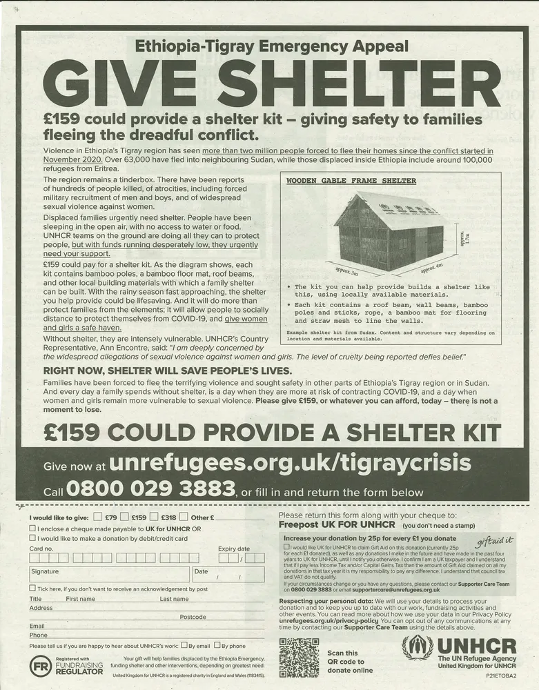 UNHCR advert, The Observer, 25 July 2021