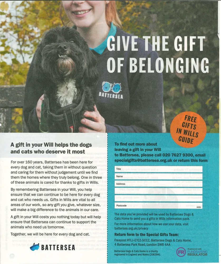 Battersea advert, Mirror, 21 August 2021