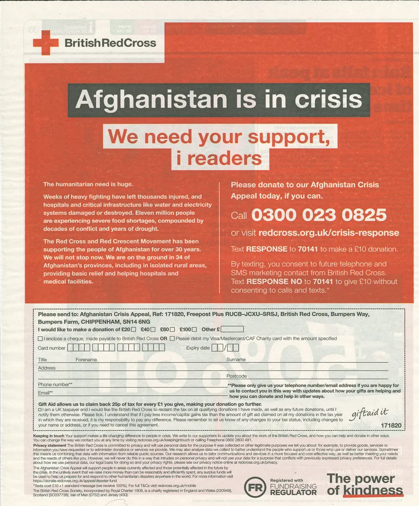 British Red Cross advert, iWeekend, 21 August 2021