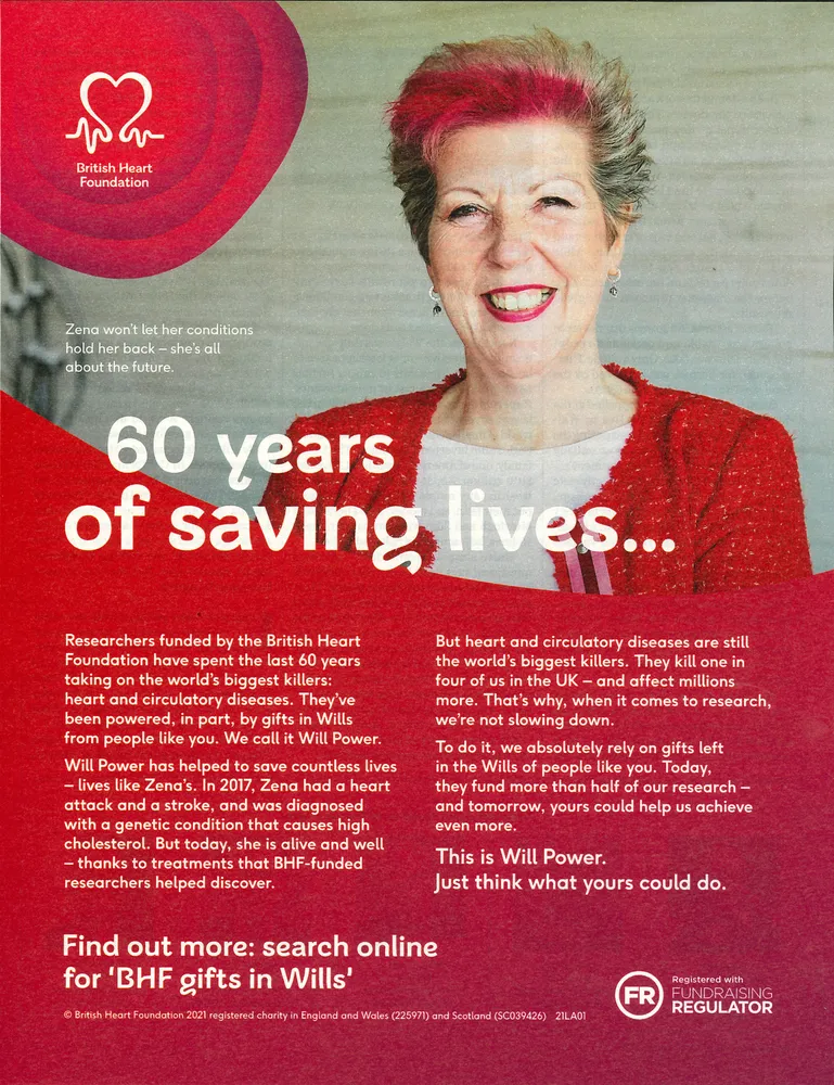 British Heart Foundation advert, Daily Telegraph, 21 August 2021