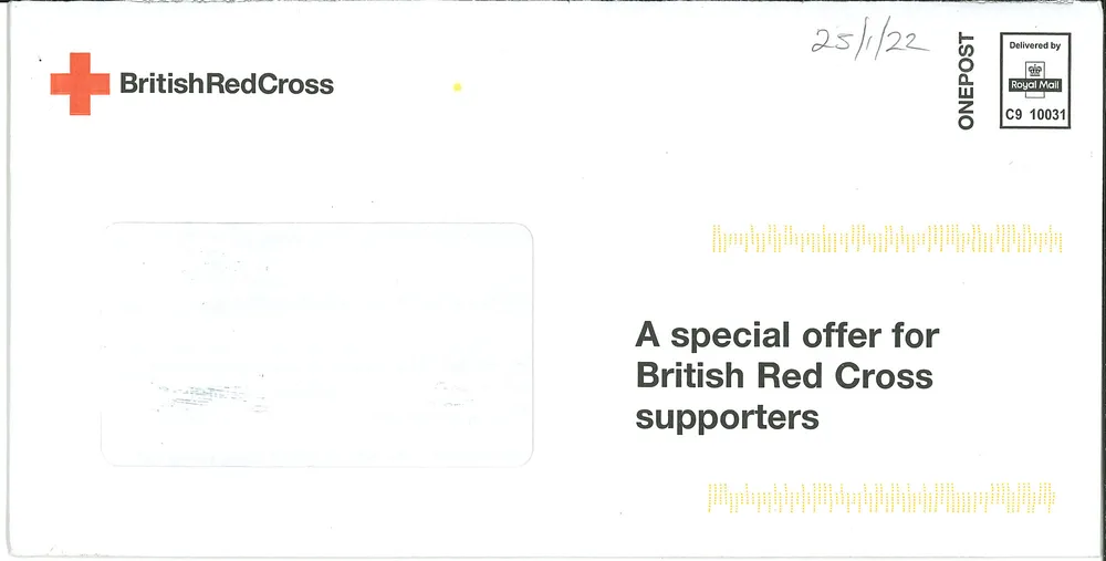 British Red Cross mailout, 25 January 2022, page 1 of 7